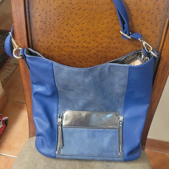 Large Blue Gussaci Leather Purse - Picture 1 of 8